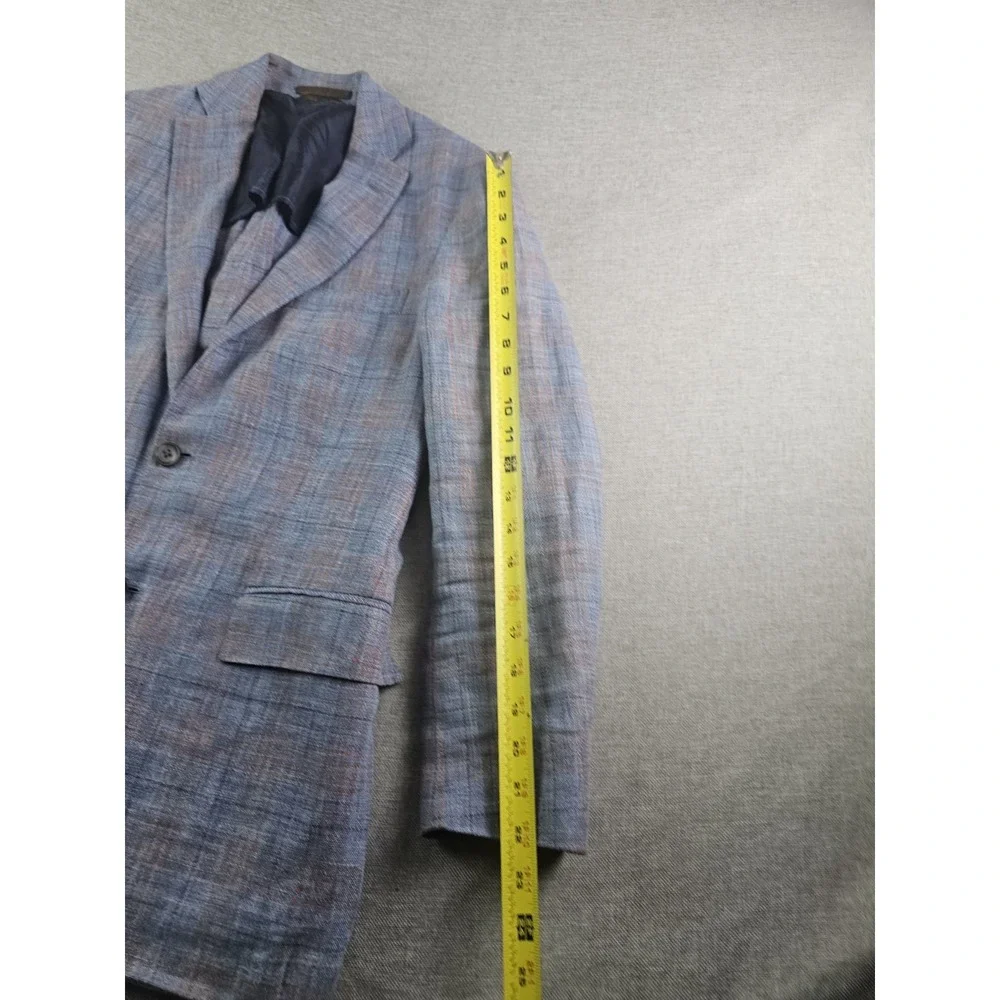Brooks Brothers Sport Coat Mens 38 R Blue Plaid Linen Wool Itlay Half Lined